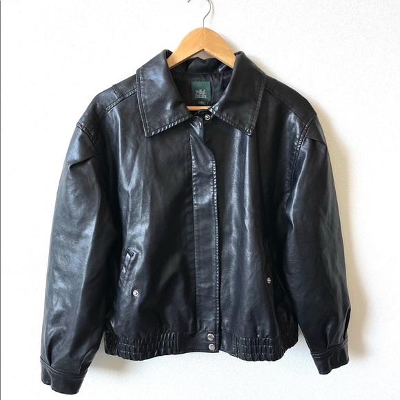 SOLD Faux leather bomber jacket - Picture 2 of 4